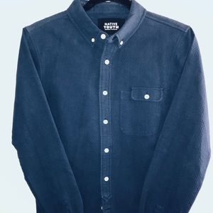 Navy blue textured button down